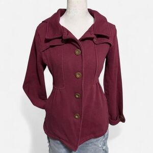Wet Seal Wine-Colored Tailored Button Sweater Coat, Size L, Discontinued